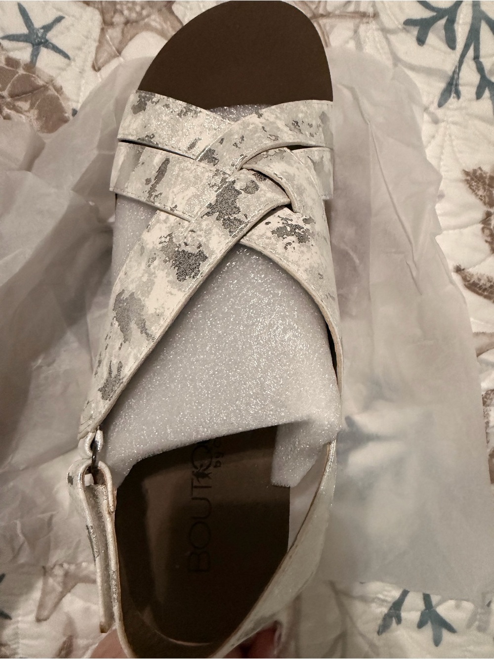 Corkys WOW White Foil Platform Wedge Sandals Women’s Size 11 | NIB - Picture 3 of 7